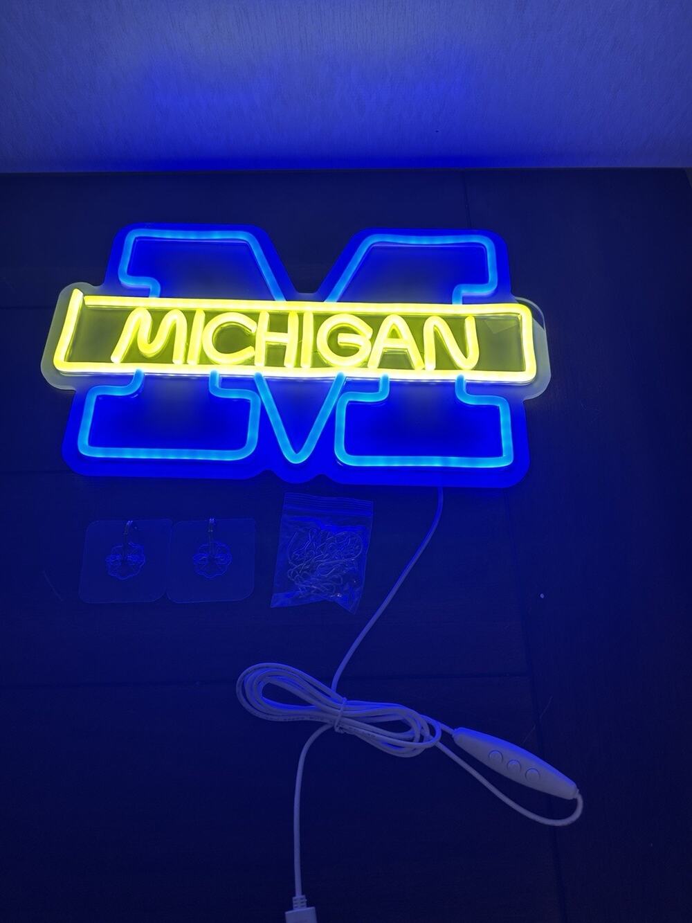 University of Michigan LED Neon Wall Sign Go Blue Light Up Game Room Decor